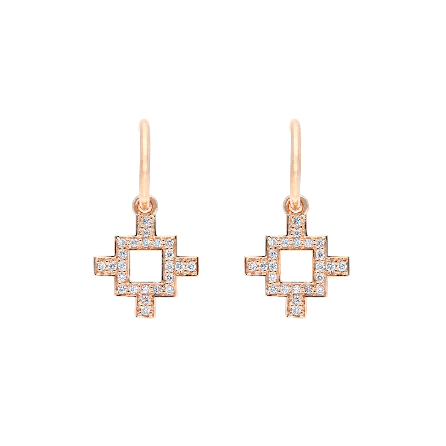Bahar Diamond Hoop Earrings - 18K Rose Gold