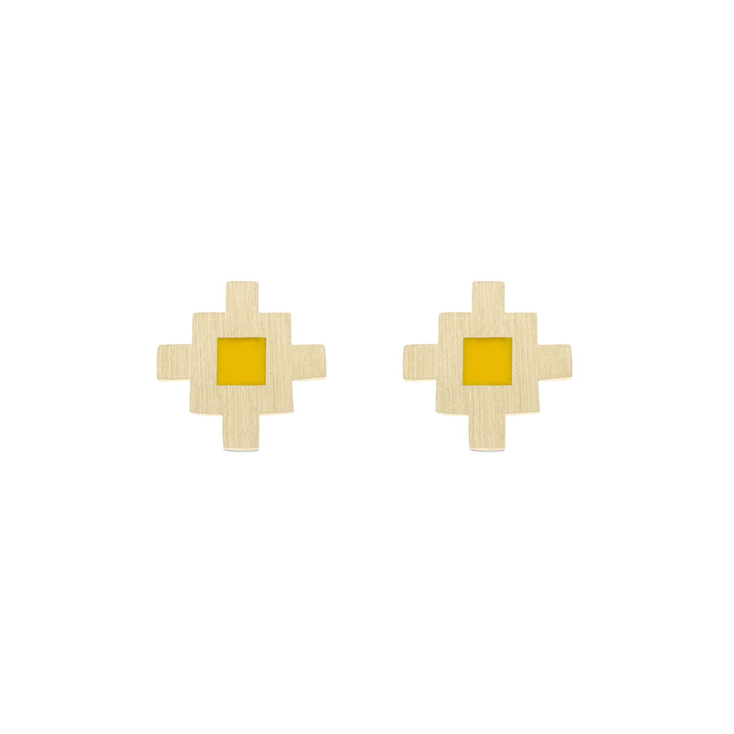 Bahar Stud Earrings - 18K Gold Yellow Enamel