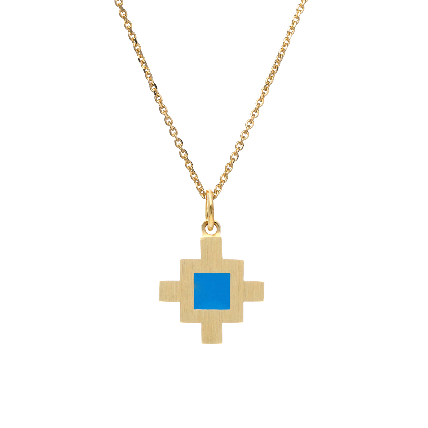 Bahar Pendant - 18K Gold Blue Enamel
