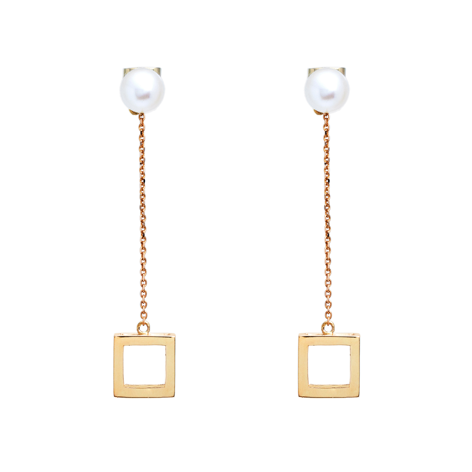 Tehran Square Drop Earrings - 18K Rose Gold