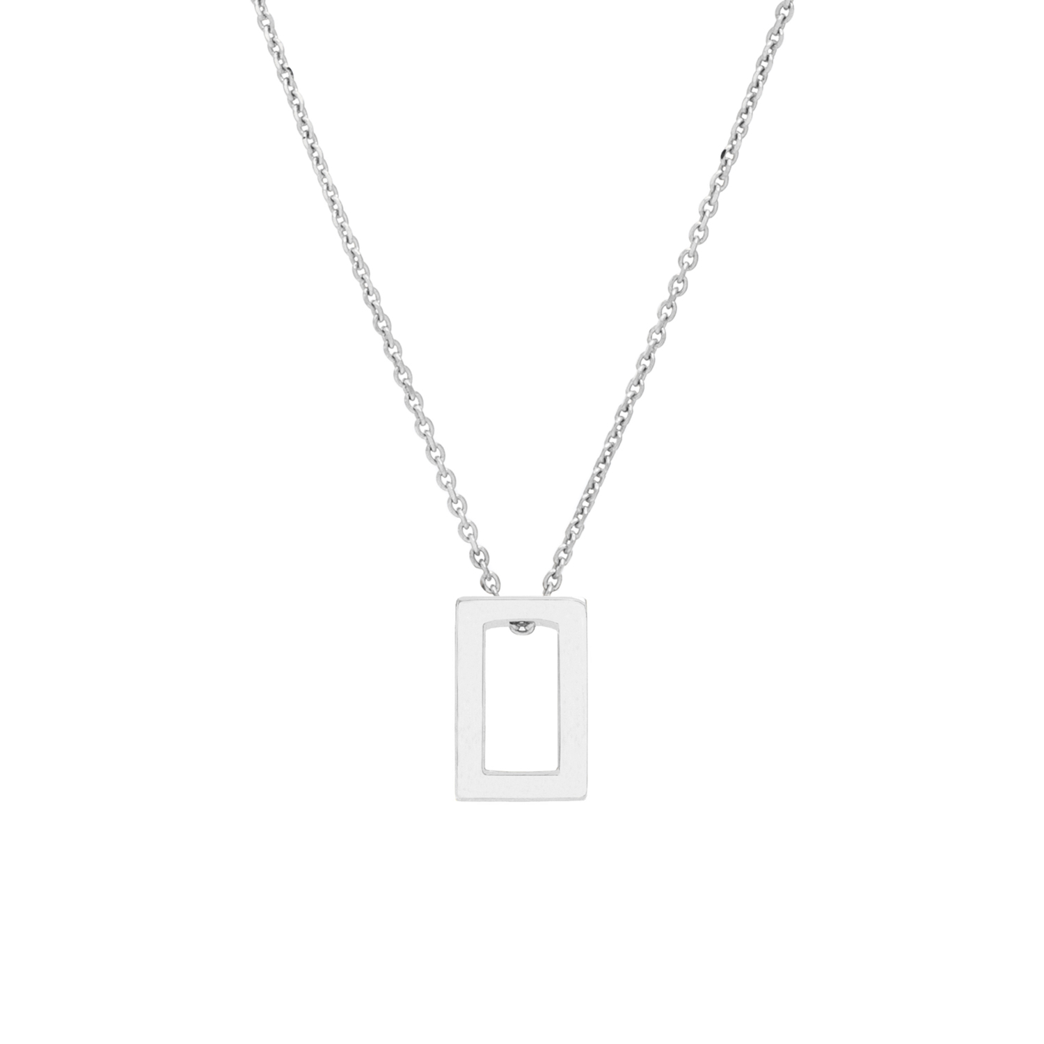 Tehran Rectangle Pendant - 18K White Gold